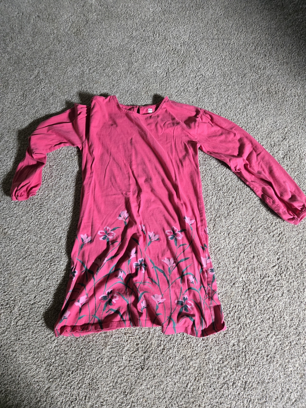 Tea Collection Pink Long Sleeve Dress With Flowers Size 12